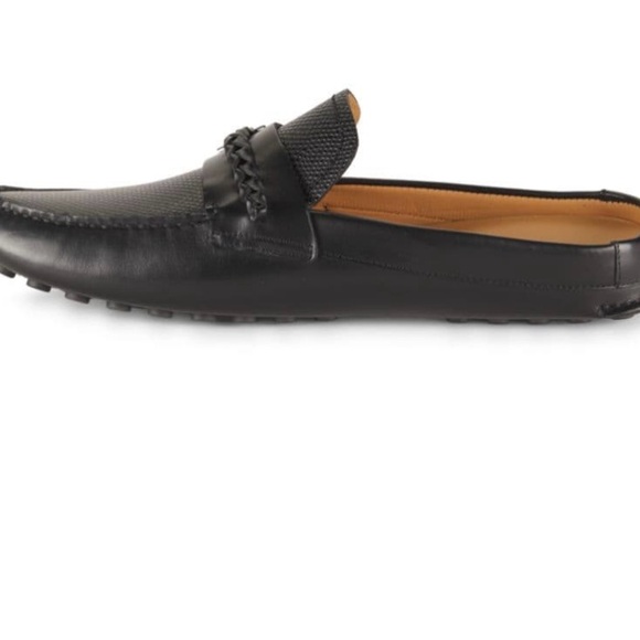 Salvatore Ferragamo Black Leather Loafers with Silver Detail